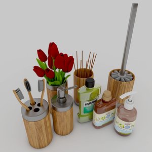 axentia bonja bamboo bathroom 3D model