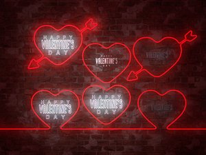 neon hearts pack1 pack 3D