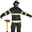 3D firefighter ready man model