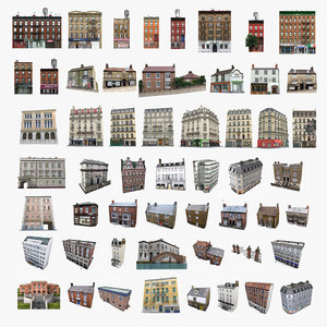 3D photorealistic european buildings set