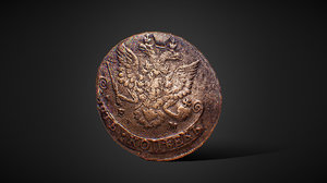 russian ancient coin 1783 3D model