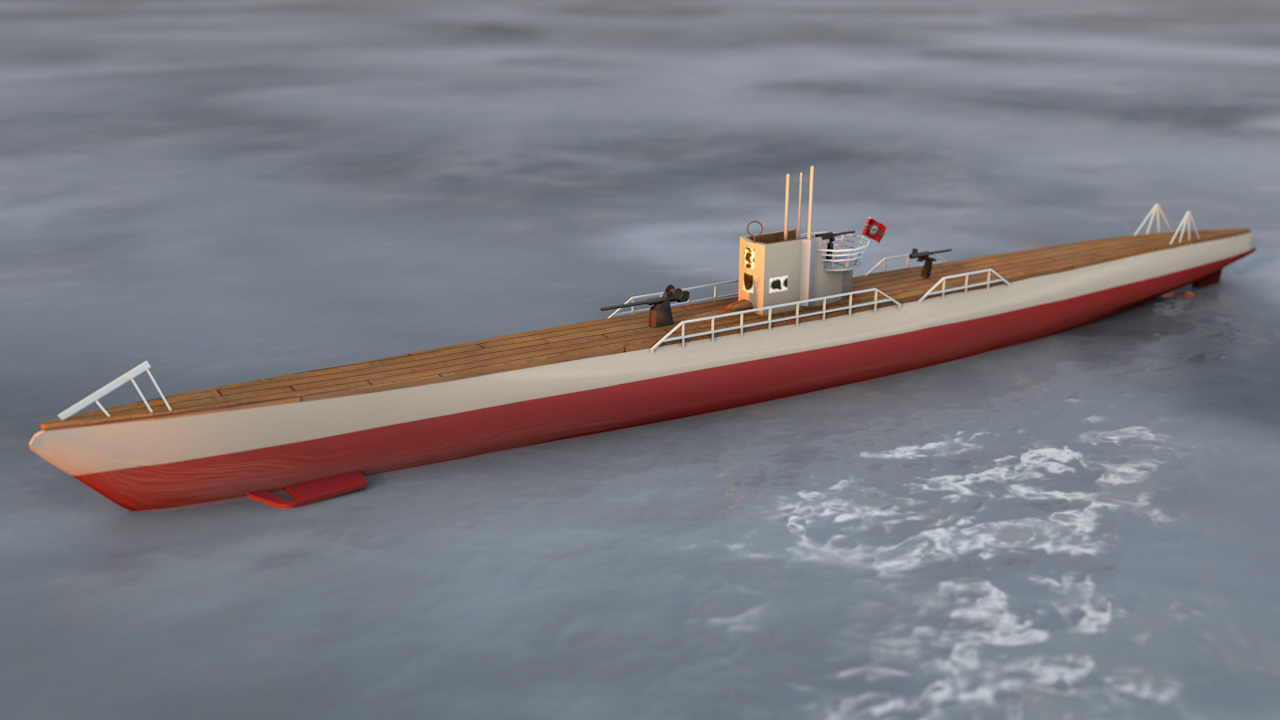 type ix u-boat submarine 3d