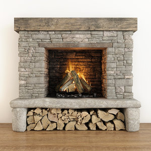 3D fireplace stone model
