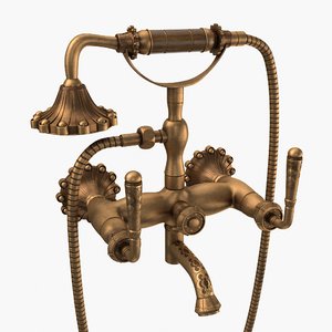 brushed antique brass faucet 3D model