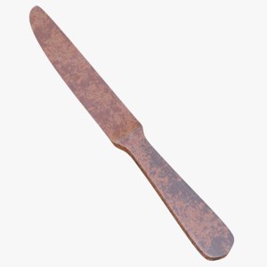 3D rough rusty table knife