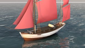 3D traditional sailboat model
