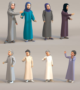 3D model arab people boys girls