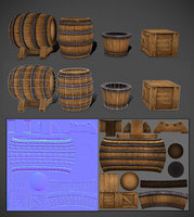 3D props wooden barrel model