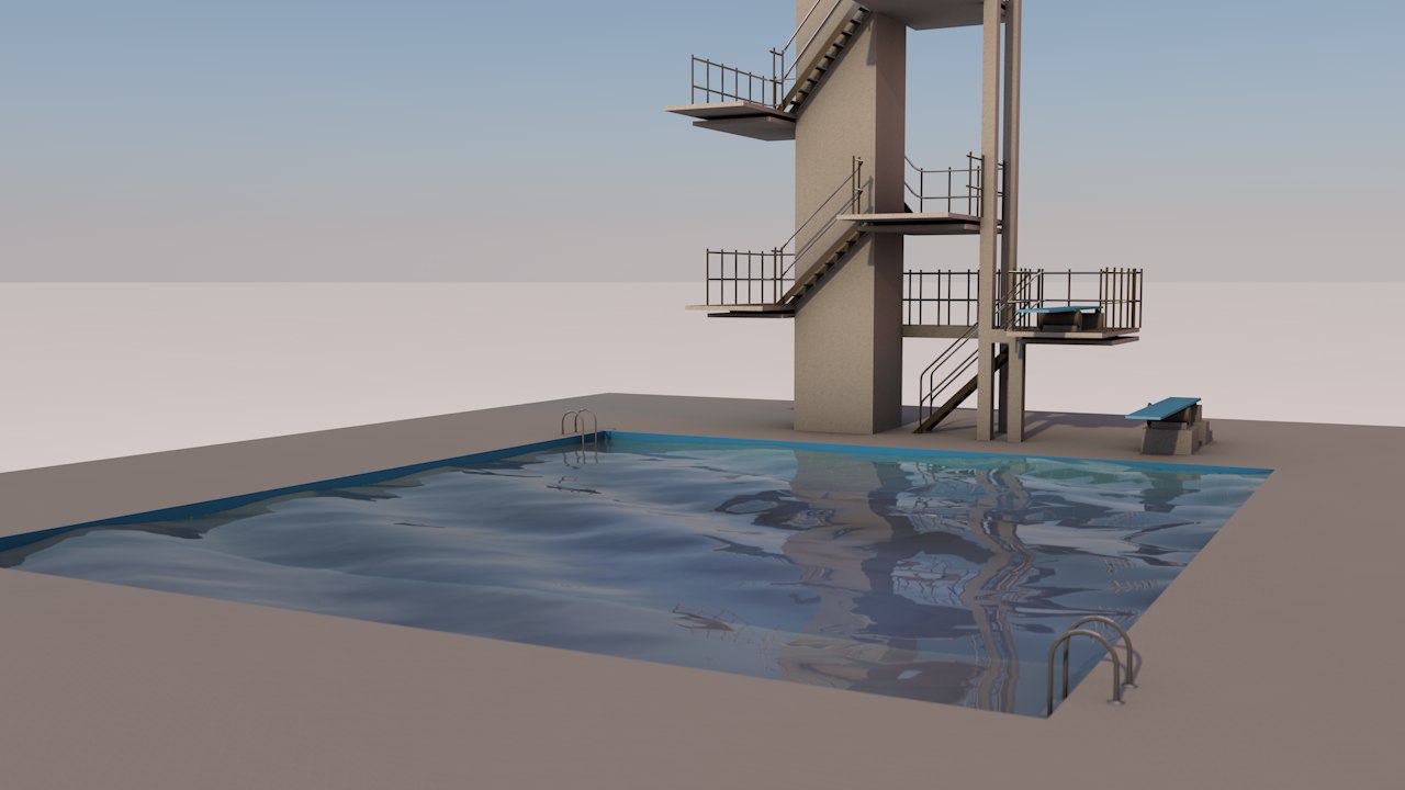 3D model swimming pool jump board TurboSquid 1376286