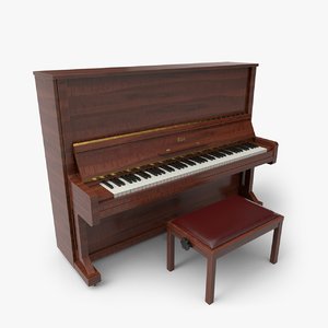 3D model piano brown wood