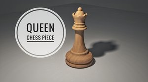 3D chess queen piece model