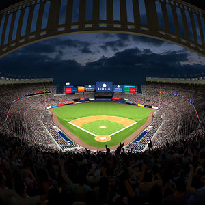 baseball stadium audience animation 3D model