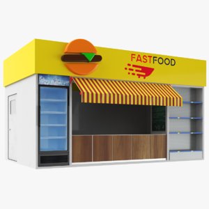3D food kiosk model