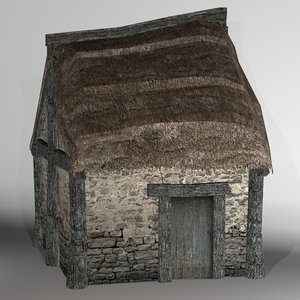3D model thatched house