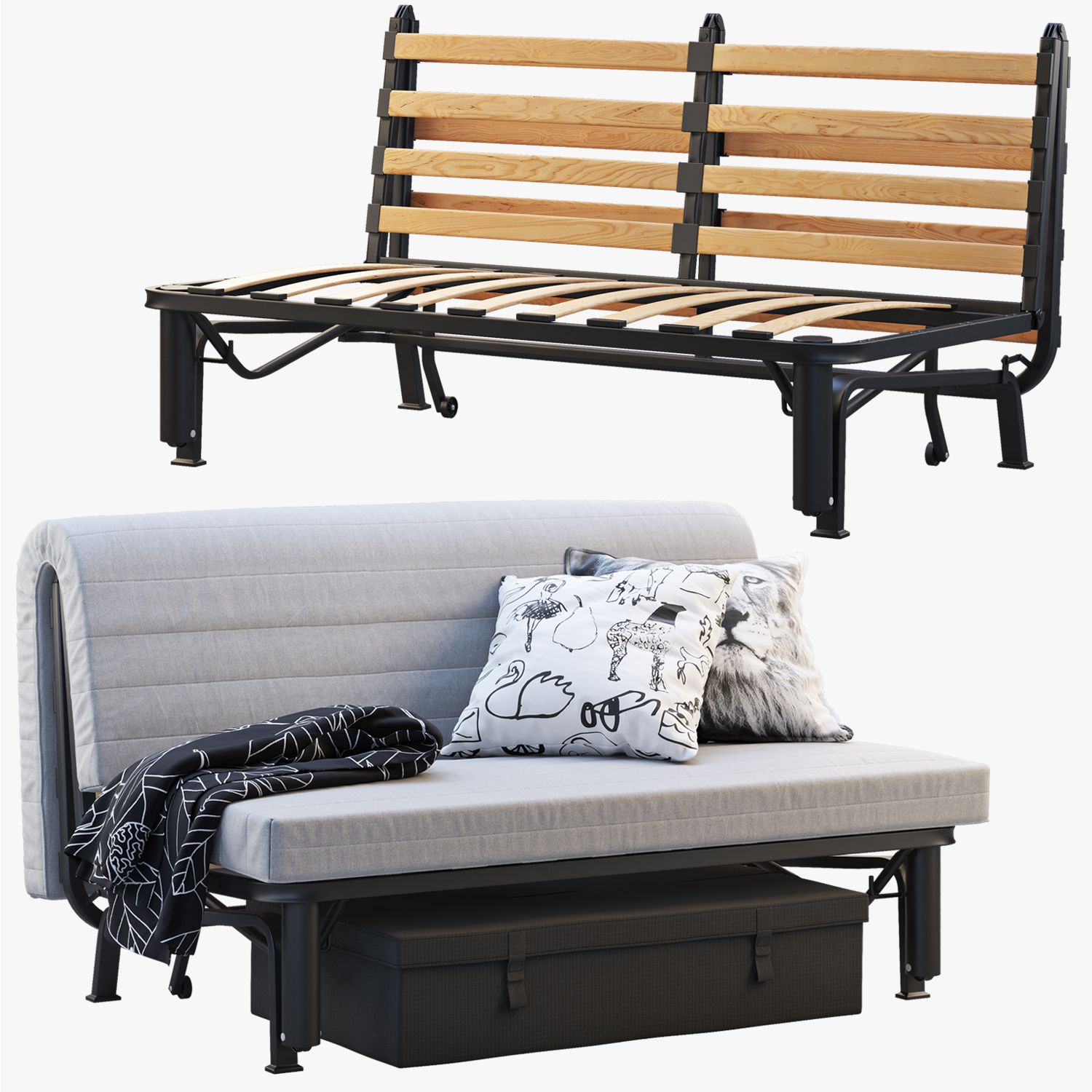 3d Ikea Lycksele Sofa Bed Frame Turbosquid 1377380