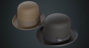 3D model bowler hat 2a
