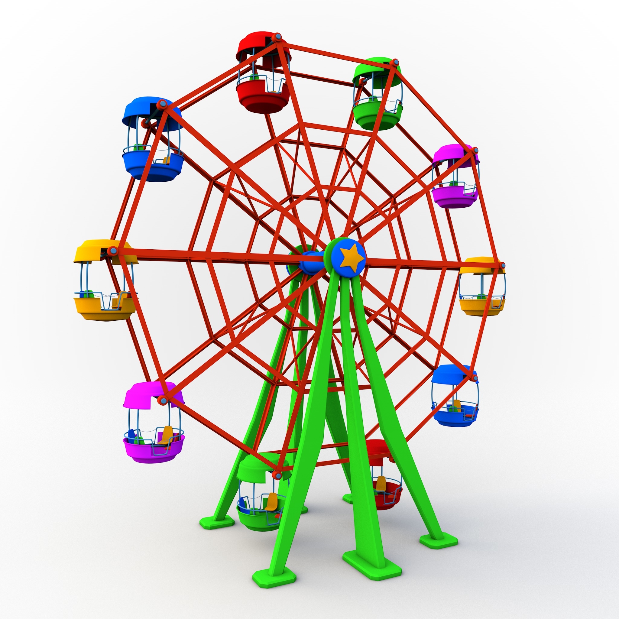 Cartoon ferris wheel 3D - TurboSquid 1377827