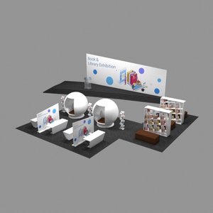 3D model design book library exhibition