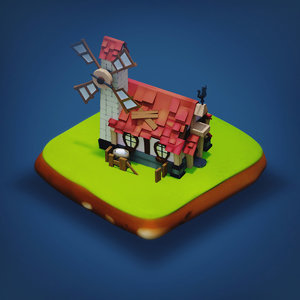 - rpg medieval low-poly building 3D model