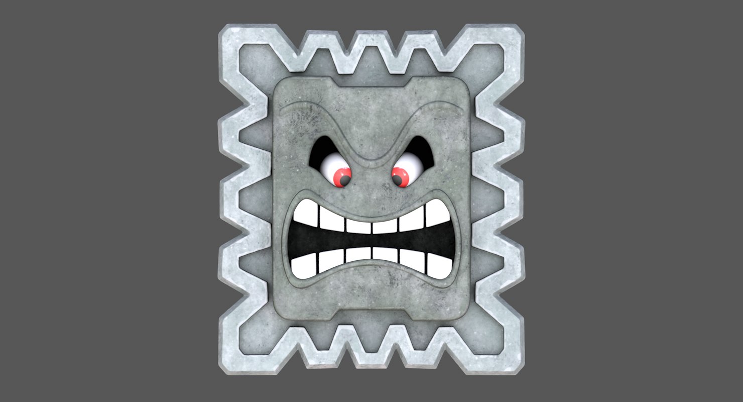 Thwomp cinderblock super mario 3D model TurboSquid 1378119