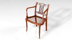 3D model wood classic elbow arm chair