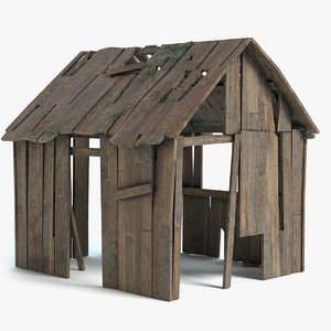 3D old broken shed