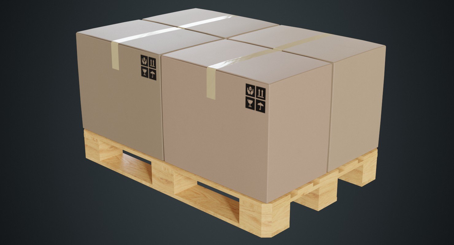 Pallet cardboard boxes 2a 3D model TurboSquid 1378228