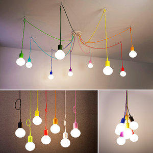 hanging lamp rainbow light bulbs 3D model