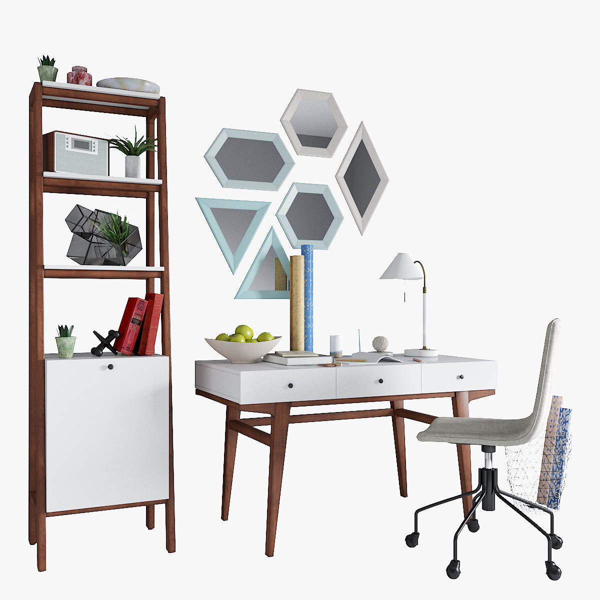 West Elm Modern Desk Modern Narrow Tower Slope Gepolsterter