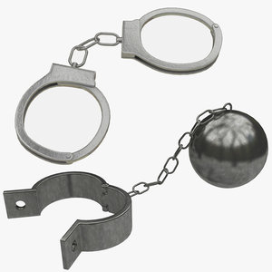 handcuffs prison ball chain 3D model
