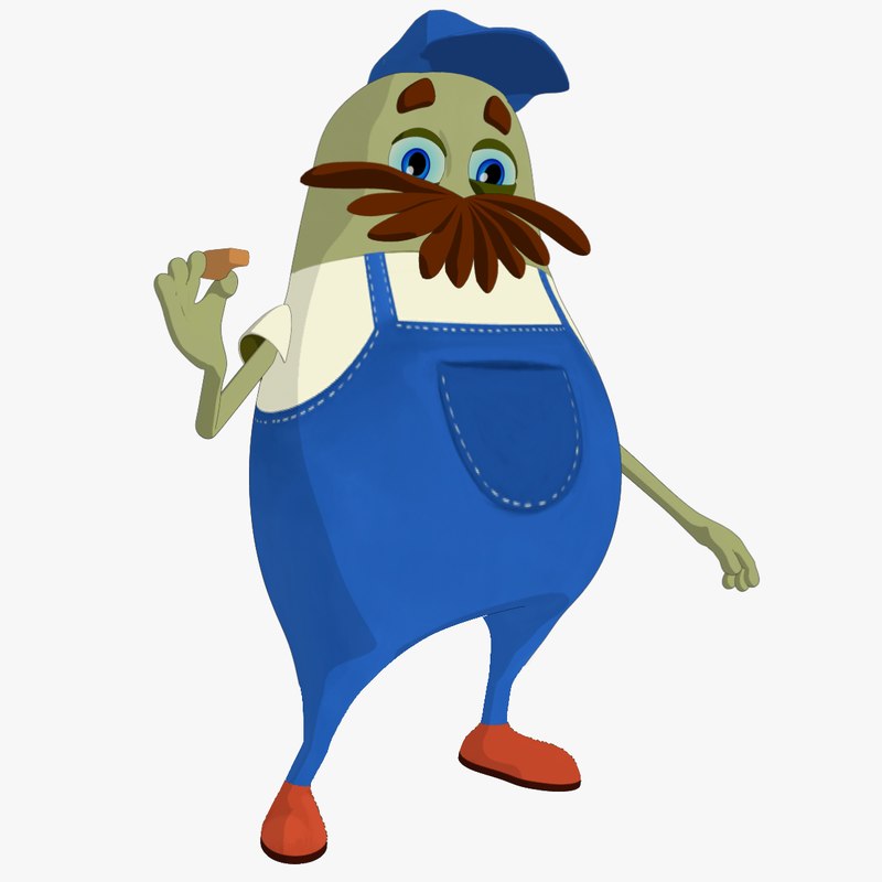 3d model lowpoly rigged character bean