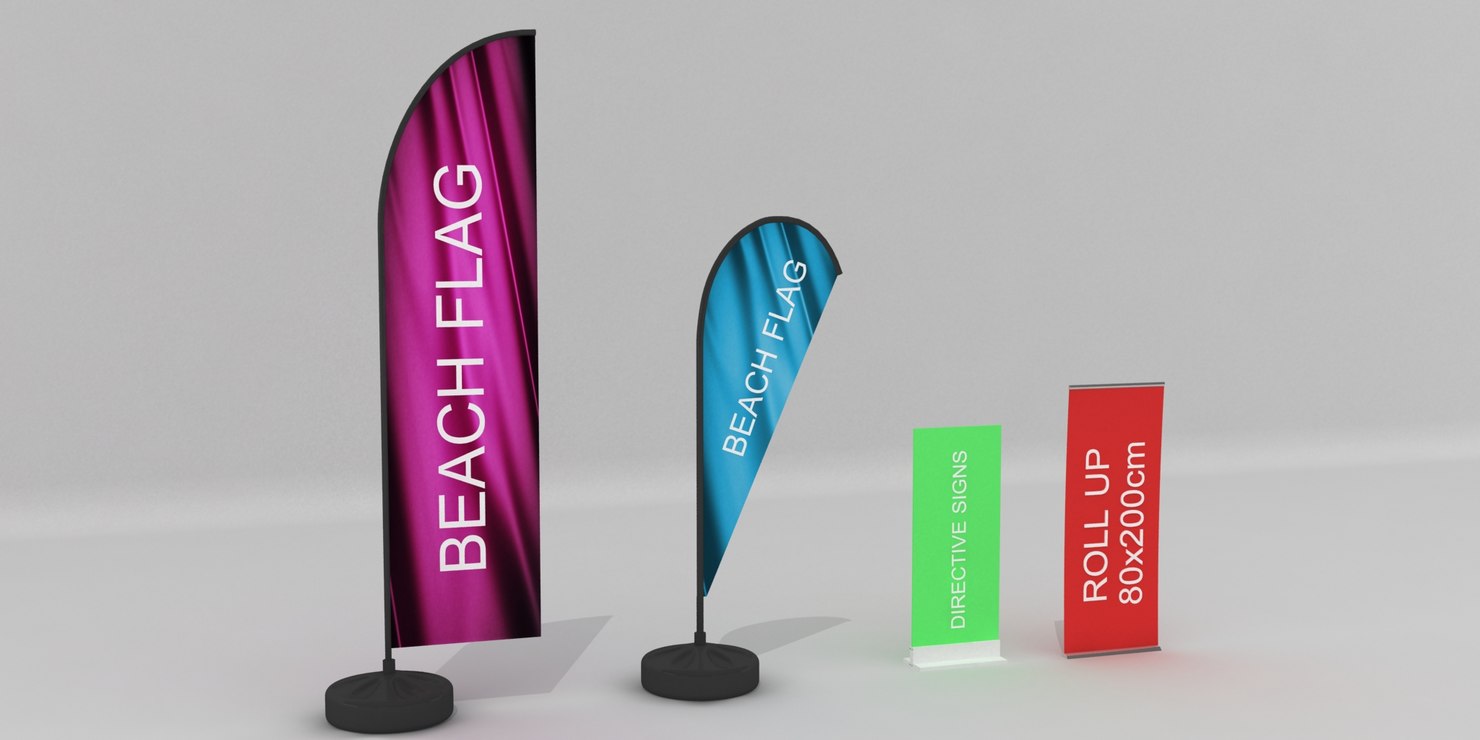 Beach flag banner 3D model TurboSquid 1310435