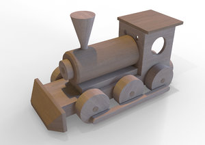 wooden train toy 3D