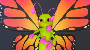 3D model butterfly - hight rig
