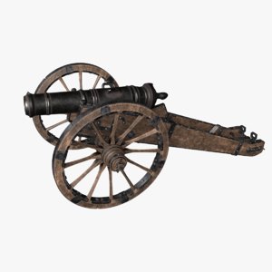 3D old cannon gun