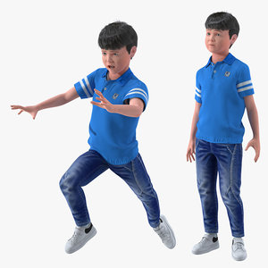 realistic teenage boy rigged 3D model