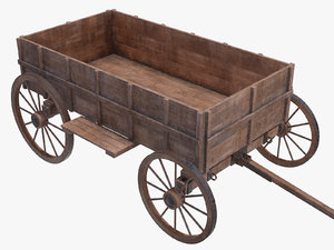 cart wood wooden 3D model