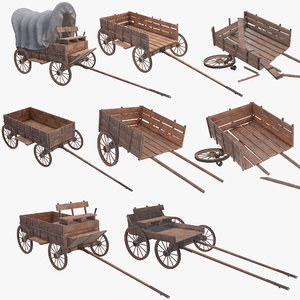 3D wagon wooden model