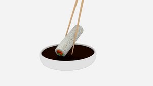 chopstick dip cylinder sushi 3D model