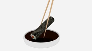 chopstick dip sushi roll 3D model
