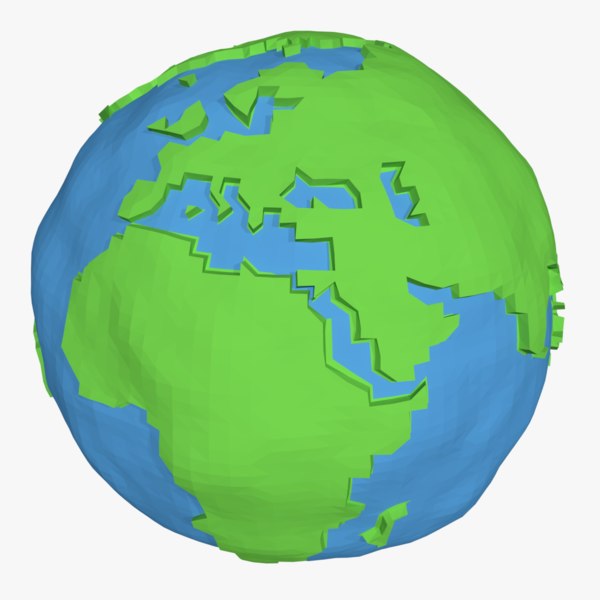 3d cartoon simple planet earth model
