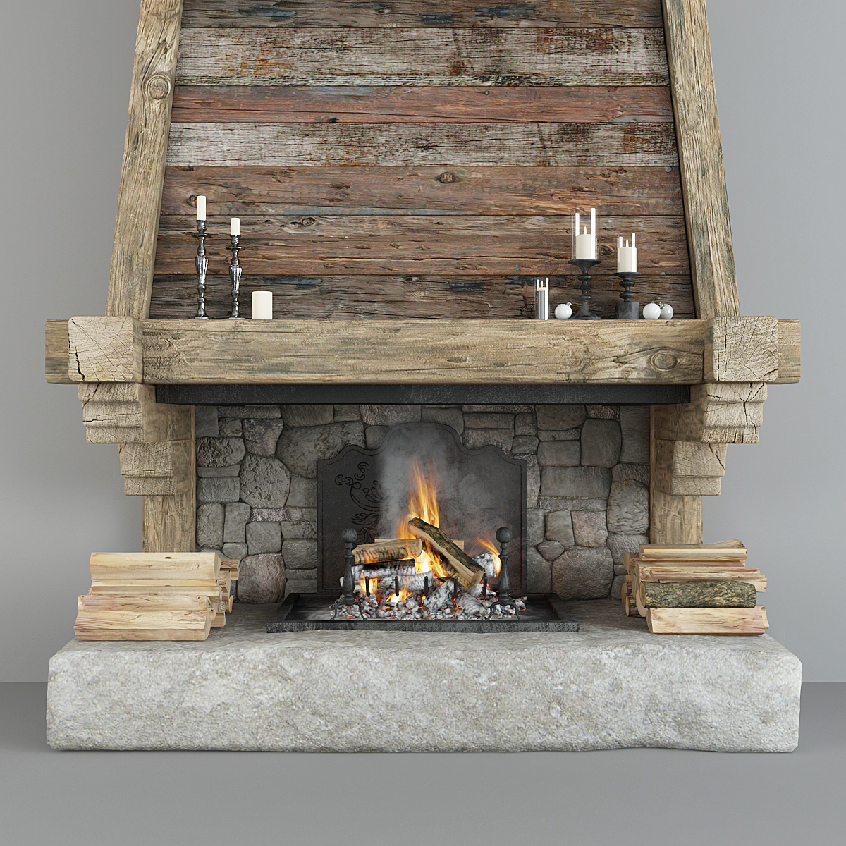 Fireplace Decor 3d Turbosquid 1379833