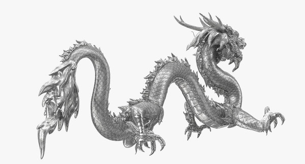 Modele 3d De Dragon Chinois Argente Truque Pour Maya Turbosquid