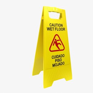 caution wet floor sign 3D
