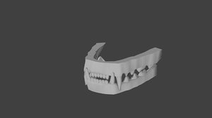 3D model low-poly teeth feline