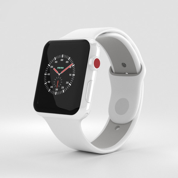 Apple Watch Edition Series 3 42mm GPSホワイトセラミックケースソフトホワイト/ペブルスポーツバンド3D