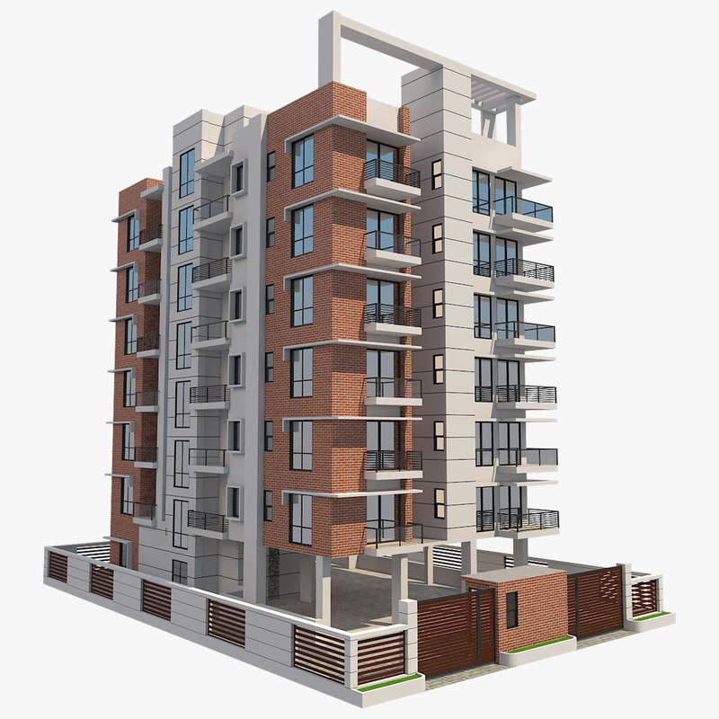 3D Model Building Apartment - TurboSquid 1380490