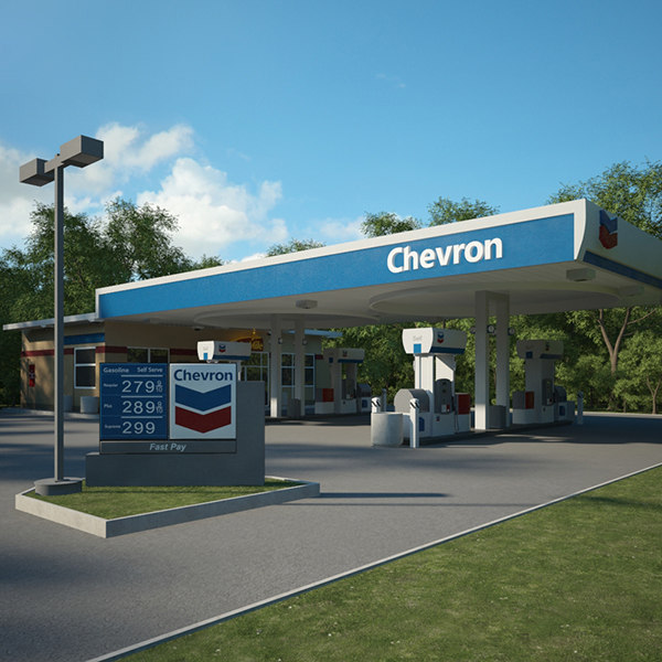 3D chevron gas station TurboSquid 1380465