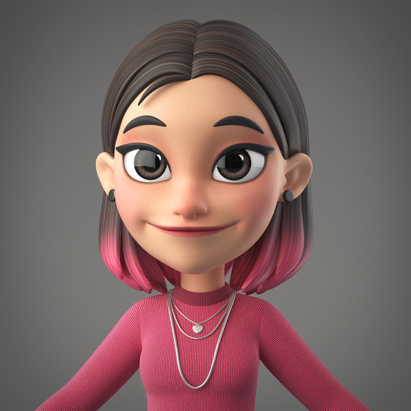 Cartoon modern girl 3D - TurboSquid 1380708