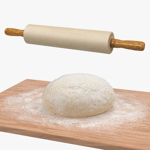 3D dough wooden board rolling model